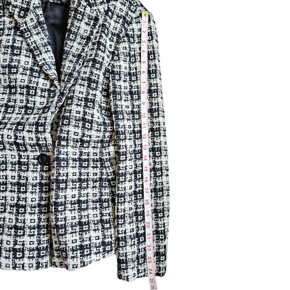 Jones New York Black and Off-white Blazer Wool Blend Thick Textured Size 12 - Picture 11 of 13
